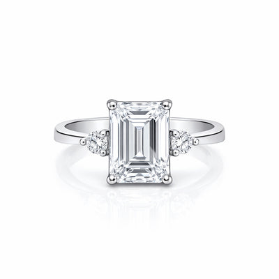 RARE 4.50 Ct Radiant Cut Off White Moissanite Ring in Certified 18K Gold Plated Ver 18K Gold Plated