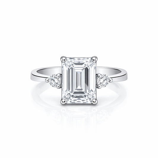 RARE 4.50 Ct Radiant Cut Off White Moissanite Ring in Certified 18K Gold Plated Ver 18K Gold Plated