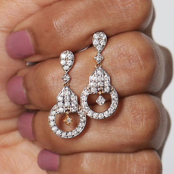 1.05 Ct. IGI Certified Natural Diamond  Dangle Earrings in 18K Yellow Gold