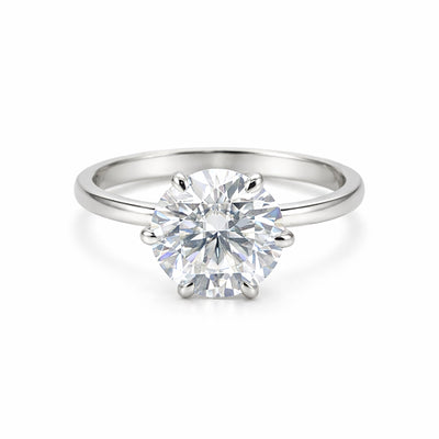 8.3 ct DEW White Moissanite Round Solitaire Ring - 18K Gold Vermeil on 925 Sterling Silver