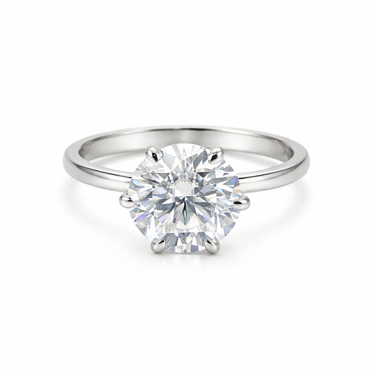 8.3 ct DEW White Moissanite Round Solitaire Ring - 18K Gold Vermeil on 925 Sterling Silver