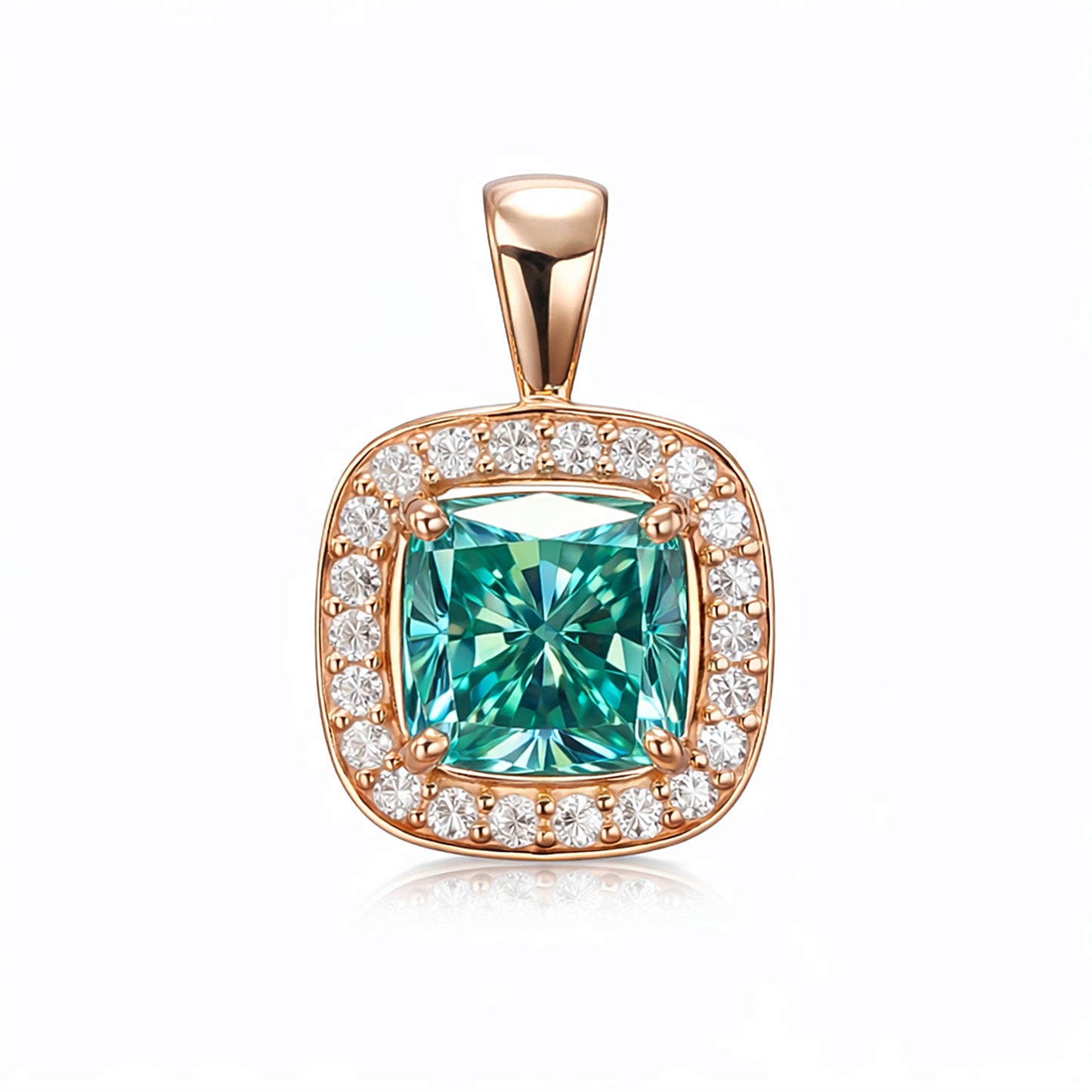 5.10 Ct Certified Cushion Blue Moissanite Pendant in Gold Vermeil Birthday Gift
