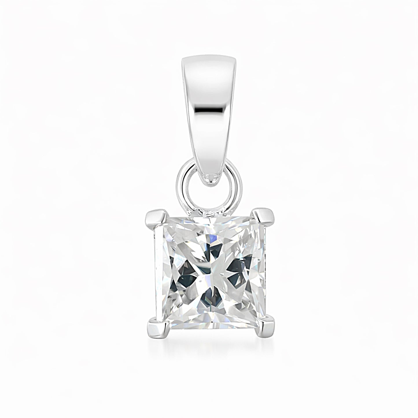 4.00 ct DEW Princess Cut Certified Moissanite Pendant Gold Vermeil Holiday Jewelry