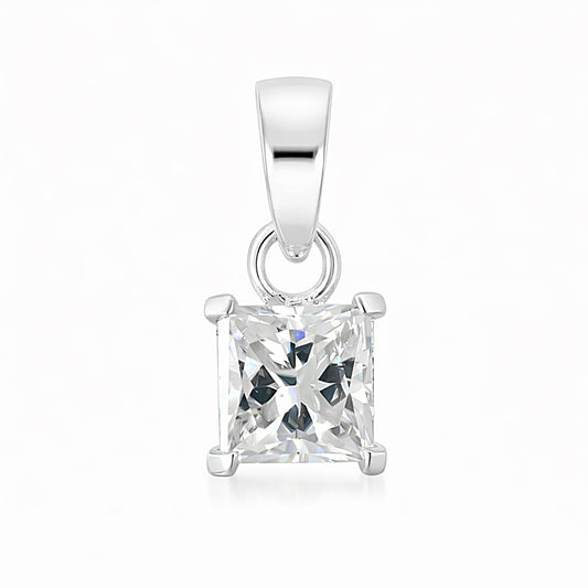 4.00 ct DEW Princess Cut Certified Moissanite Pendant Gold Vermeil Holiday Jewelry