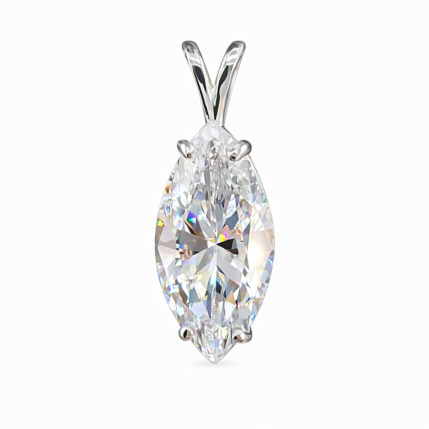 5 ct DEW Marquise Moissanite Pendant in Gold Vermeil Certified Gift for Birthday