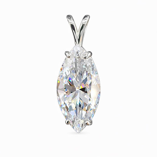 5 ct DEW Marquise Moissanite Pendant in Gold Vermeil Certified Gift for Birthday