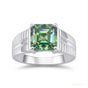 2.20 ct DEW Emerald Cut Blue Treated Moissanite Ring in – Certified Gem 18K Gold Plated