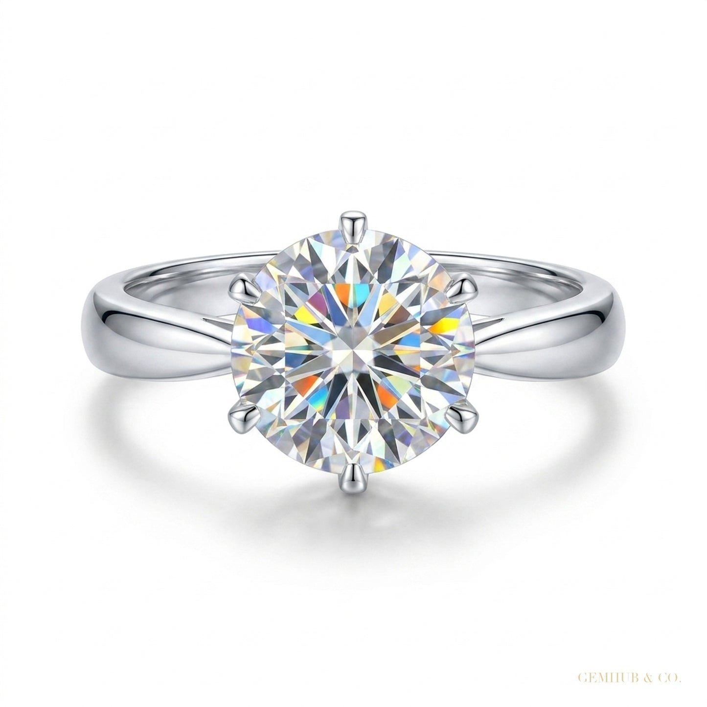 2.20 ct DEW White Moissanite Engagement Certified Ring – Anniversary Gift 18K Gold Plat 18K Gold Plated – white background main image