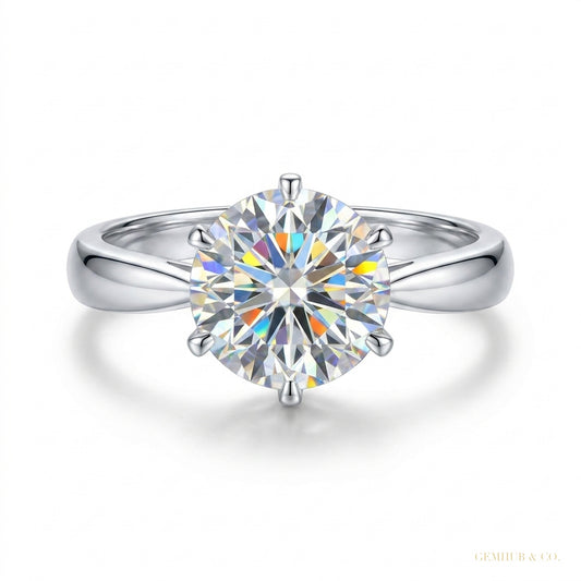 2.20 ct DEW White Moissanite Engagement Certified Ring – Anniversary Gift 18K Gold Plat 18K Gold Plated – white background main image