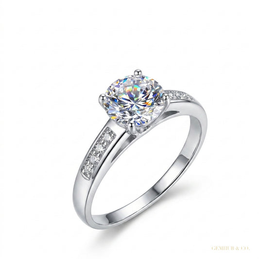 2.25 ct DEW White Moissanite Certified Ring – Engagement Gift for Her 18K Gold Plated V 18K Gold Plated – white background main image