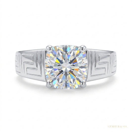 2.30 ct DEW Certified Cushion Cut White Solitaire Moissanite Ring 18K Gold Plated Verme 18K Gold Plated – white background main image