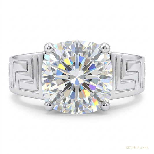 2.30 ct DEW Certified Round Cut White Moissanite Sterling Solitaire Ring 18K Gold Plat 18K Gold Plated – white background main image