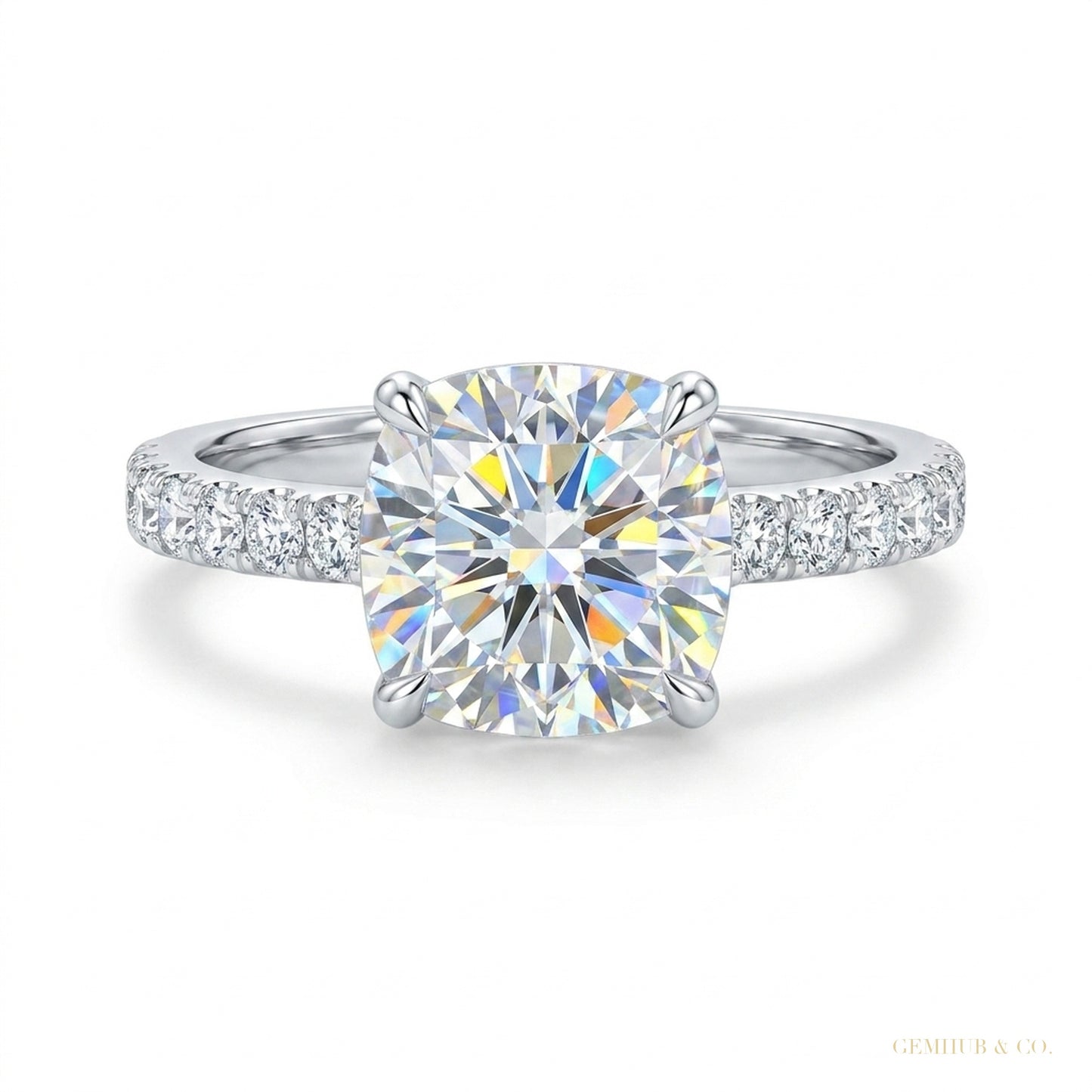 2.50 ct DEW Certified White Moissanite Ring – Elegant Women’s Jewelry in 18K Gold Plate 18K Gold Plated – white background main image