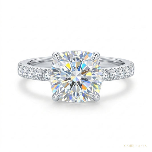 2.50 ct DEW Certified White Moissanite Ring – Elegant Women’s Jewelry in 18K Gold Plate 18K Gold Plated – white background main image