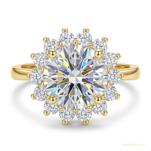2.55 ct DEW Certified White Round Cut Certified Moissanite Solitaire Ring 18K Gold Plat 18K Gold Plated – white background main image