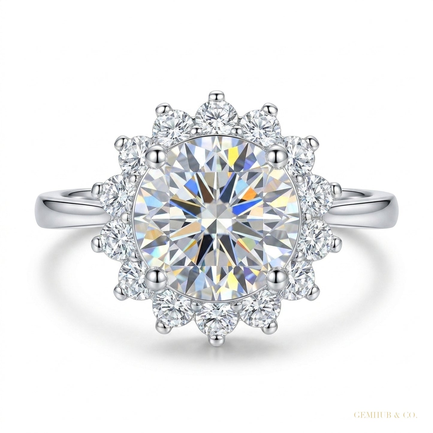 2.55 ct DEW Off White Round Cut Certified Moissanite Solitaire Ring in 18K Gold Plated 18K Gold Plated – white background main image
