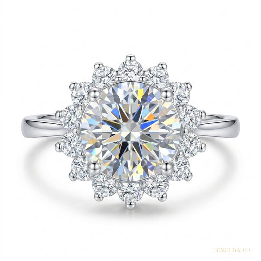 2.55 ct DEW Off White Round Cut Certified Moissanite Solitaire Ring in 18K Gold Plated 18K Gold Plated – white background main image