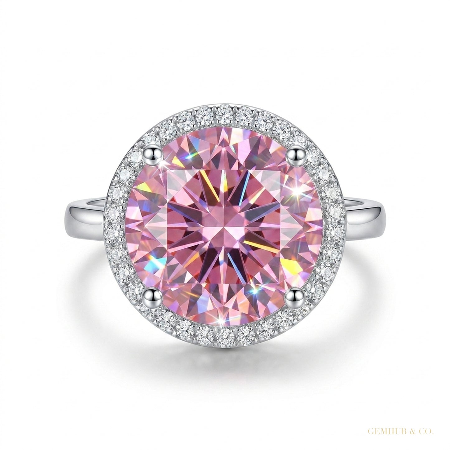 2.60 ct DEW Pink Moissanite Ring Designer Gift for Women Anniversary 18K Gold Plated Ve 18K Gold Plated – white background main image