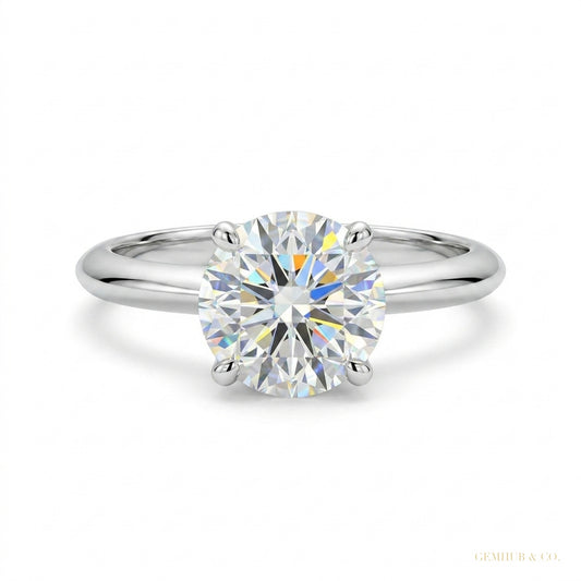 2.65 ct DEW Off White Treated Moissanite Solitaire Ring in – Amazing Gem 18K Gold Plate 18K Gold Plated – white background main image