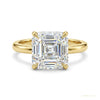 2.80 ct DEW Asscher Cut White Treated Moissanite Solitaire Ring in Cert 18K Gold Plated – white background main image
