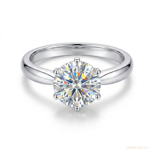 2.80 ct DEW Certified Round Cut White Moissanite Solitaire Ring For Wife 18K Gold Plate 18K Gold Plated – white background main image