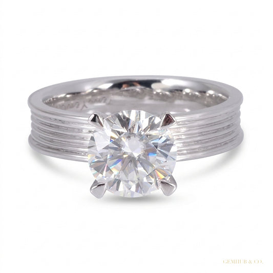 2.80 ct DEW Certified Round White Moissanite Ring – Gift for Anniversary 18K Gold Plate 18K Gold Plated – white background main image