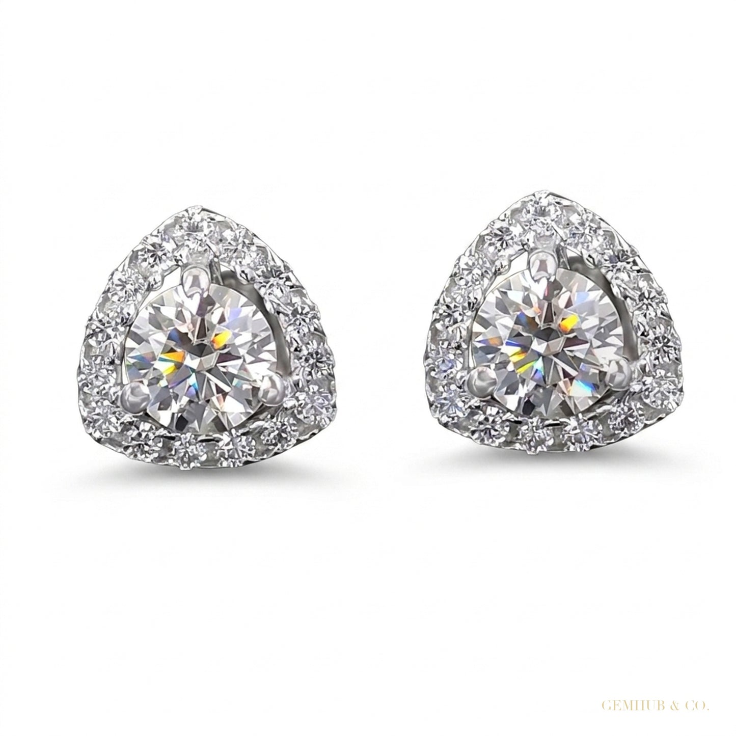 2.80 ct DEW Certified Treated White Moissanite Solitaire Studs Great Shine 18K Gold Pla 18K Gold Plated – white background main image