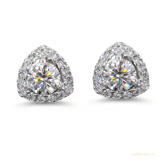 2.80 ct DEW Certified Treated White Moissanite Solitaire Studs Great Shine 18K Gold Pla 18K Gold Plated – white background main image