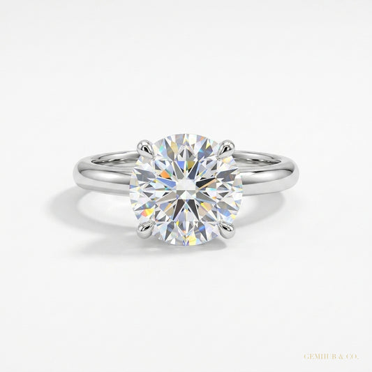2.85 ct DEW Certified White Moissanite Solitaire Ring in – Gift for Wife 18K Gold Plate 18K Gold Plated – white background main image