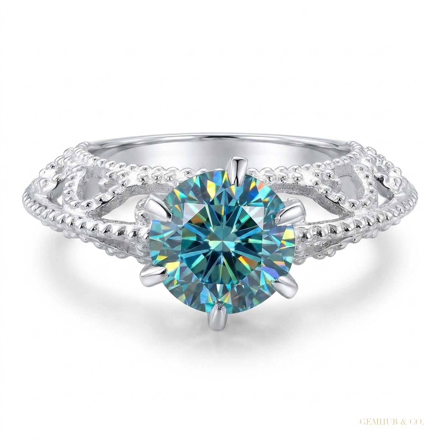 2.90 ct DEW Blue Moissanite Solitaire Ring – Anniversary Gift Idea 18K Gold Plated Verm 18K Gold Plated – white background main image