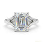 2.90 ct DEW Certified Emerald Cut Solitaire White Moissanite Ring 18K Gold Plated Verme 18K Gold Plated