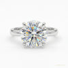 2.90 ct DEW Certified Round Cut Off White Moissanite Ring In 18K Gold Plated – white background main image