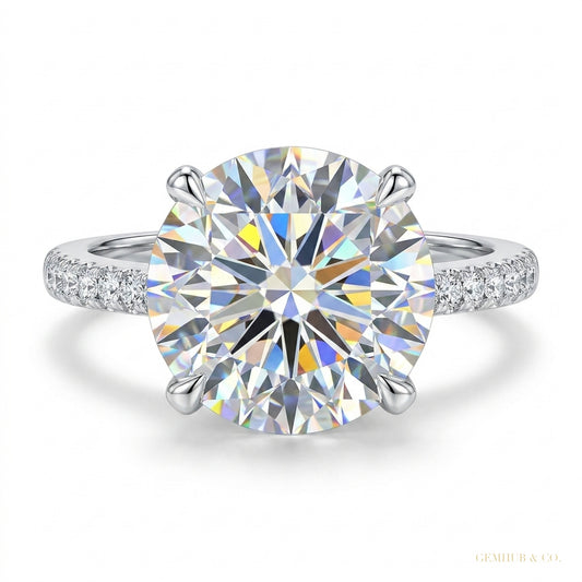 2.90 ct DEW Cushion Cut White Moissanite Ring – Birthday Gift for Her 18K Gold Plated V 18K Gold Plated – white background main image