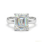 2.90 ct DEW Emerald Cut Certified White Moissanite Ring For Women 18K Gold Plated Verme 18K Gold Plated