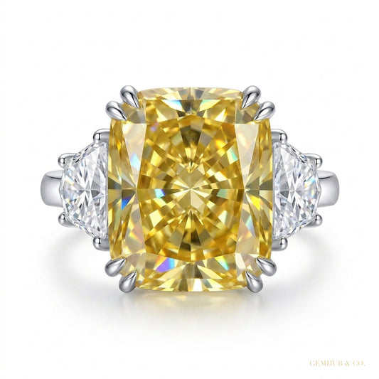 21.70 ct DEW Champagne Moissanite Ring Festive Gift for Her Statement Look 18K Gold Pla 18K Gold Plated – white background main image