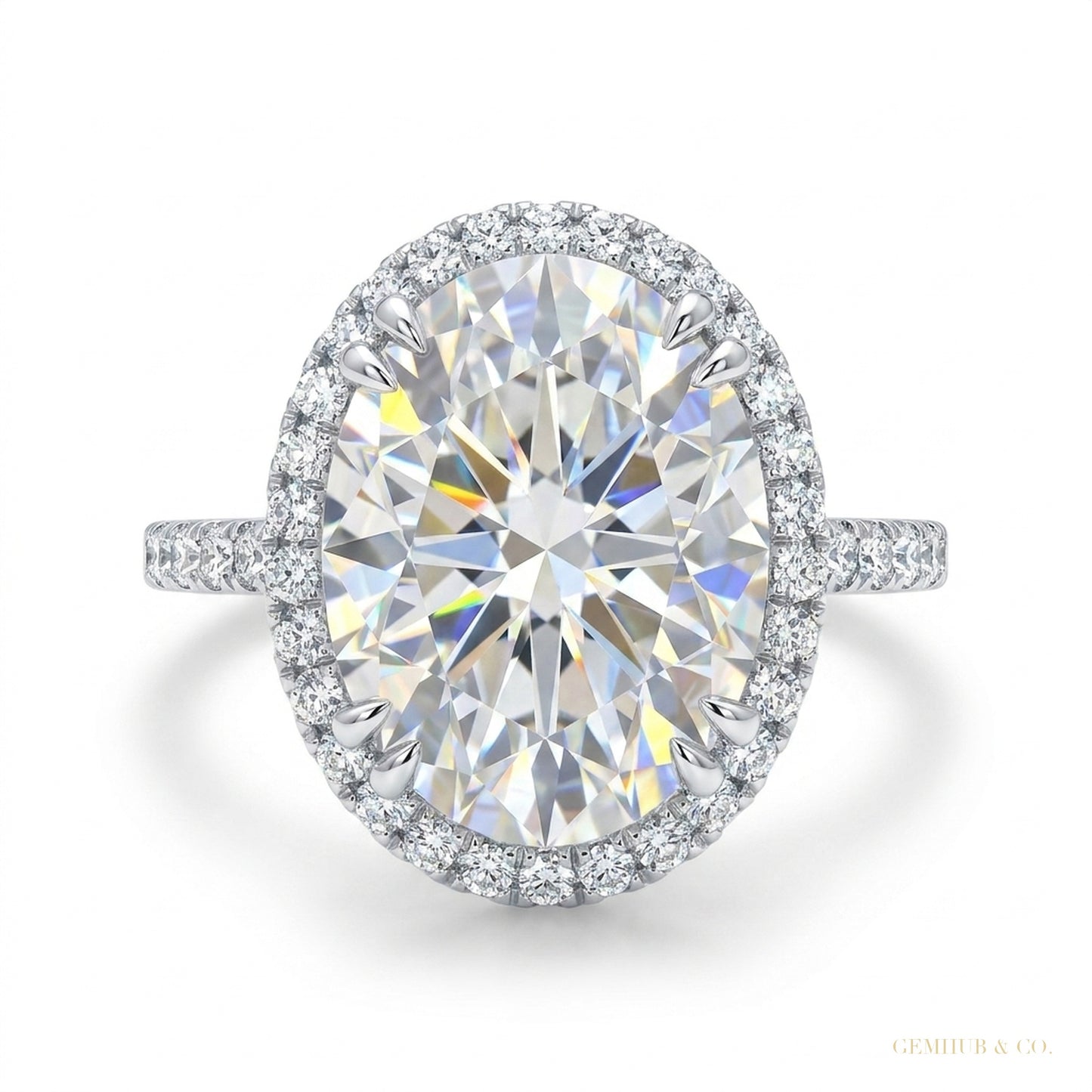 25.50 ct DEW Certified White Moissanite Solitaire Ring in – Gift for Dad 18K Gold Plate 18K Gold Plated – white background main image