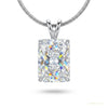 2.50 ct DEW Certified Radiant Cut White Moissanite Pendant In Vermeil 925 Silver – white background main image