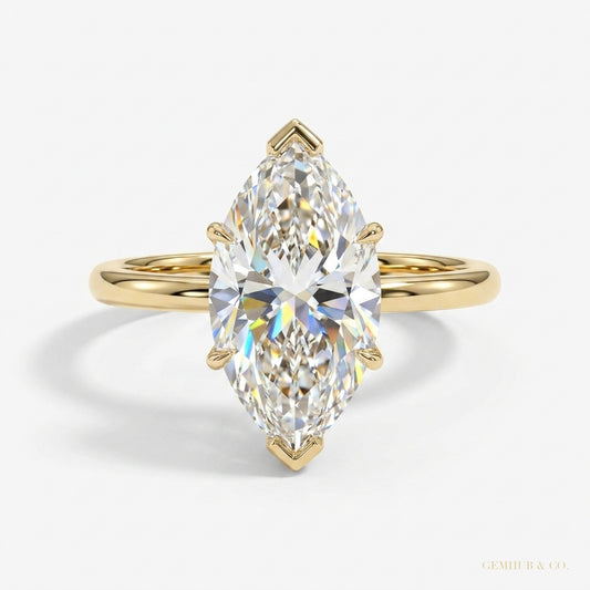 26.20 ct DEW Certified Emerald Cut Solitaire Big Moissanite Ring 18K Gold Plated Vermei 18K Gold Plated – white background main image