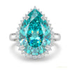 27.20 ct DEW Pear Cut Blue Moissanite Ring in – Festival Showstopper 18K Gold Plated Ve 18K Gold Plated – white background main image