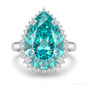 27.20 ct DEW Pear Cut Blue Moissanite Ring in – Festival Showstopper 18K Gold Plated Ve 18K Gold Plated