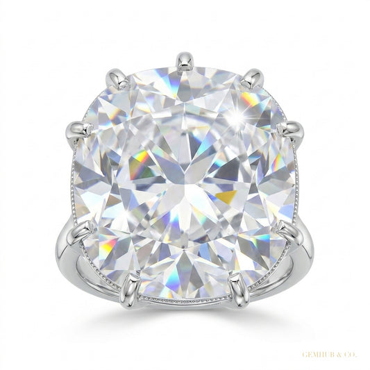 27.30 ct DEW Unique Moissanite Ring in Big & Bold Gift for Special Day 18K Gold Plated 18K Gold Plated – white background main image
