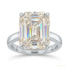 27.50 ct DEW Certified Emerald Cut White Moissanite Solitaire Ring in Gold Vermeil – white background main image