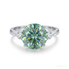 2.80 ct DEW Round Cut Certified Blue Moissanite Engagement Ring In Gold Vermeil – white background main image