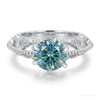 2.90 ct DEW Certified Round Cut Blue Moissanite Solitaire Ring, Gold Vermeil Jewelry – white background main image