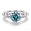 2.90 ct DEW Certified Round Cut Blue Moissanite Solitaire Ring Gold Vermeil – white background main image