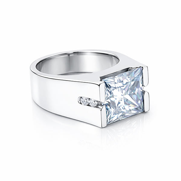 15.80 Ct Princess Cut Blue Moissanite Ring for Men in – Statement 18K Gold Plated V 18K Gold Plated