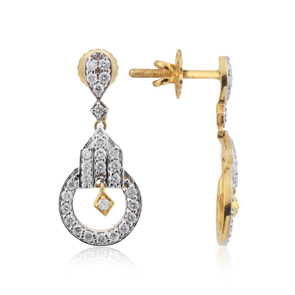 1.05 Ct. IGI Certified Natural Diamond  Dangle Earrings in 18K Yellow Gold