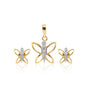 18KT Yellow Gold 0.26 Ct Butterfly Design  Natural Diamond Pendant And Earrings