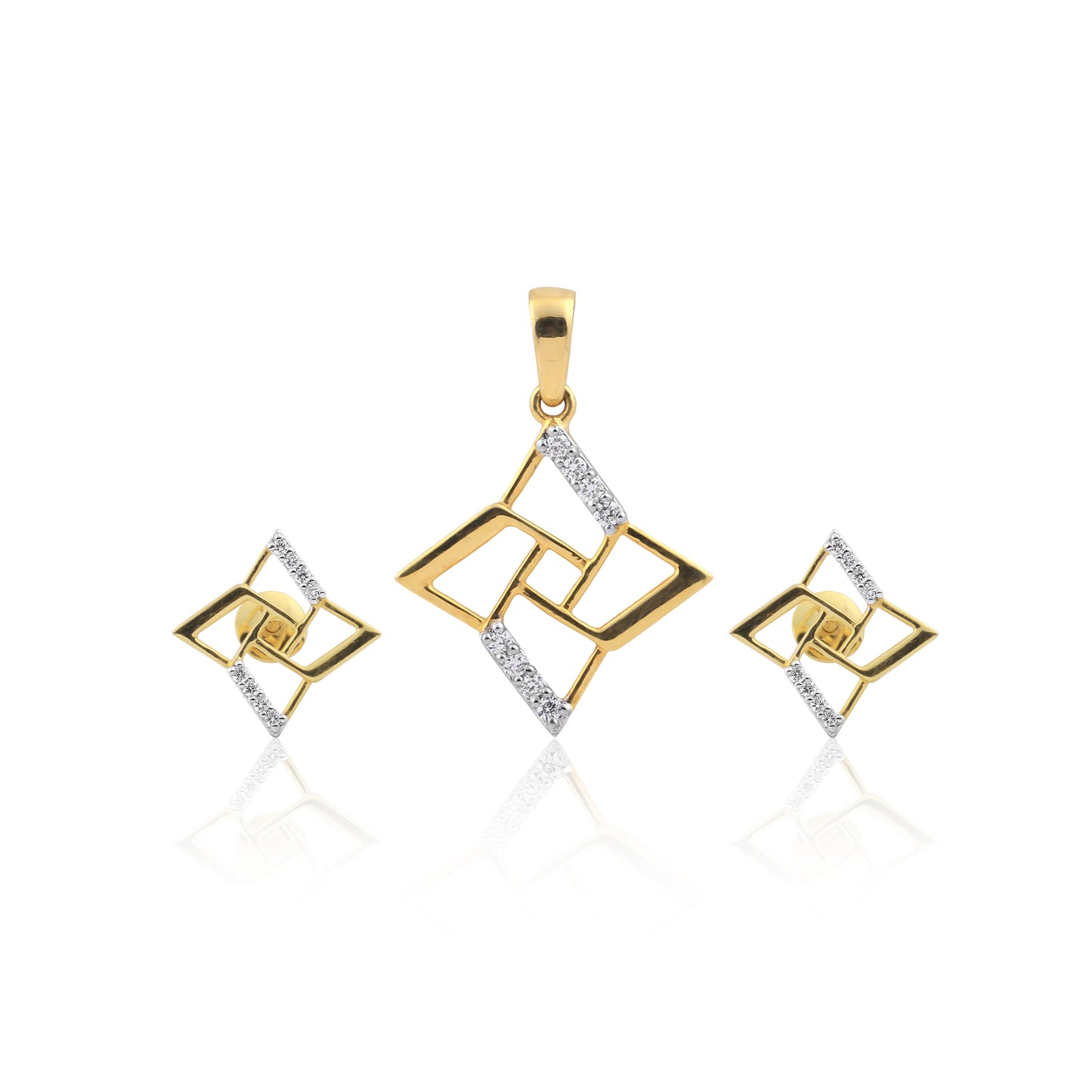 0.31 Ct. 18KT Yellow Gold Natural Diamond Pendant And Earrings Set for Gifting
