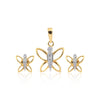 18KT Yellow Gold 0.26 Ct Butterfly Design  Natural Diamond Pendant And Earrings